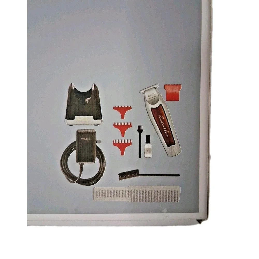 NEW Wahl Pro Cordless Trimmer 5Star Detailer 8171 Li Ion Wide T-Blade Silver Red